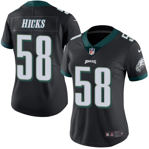 Women's Limited Jordan Hicks Nike Jersey Black - #58 Rush NFL Philadelphia Eagles